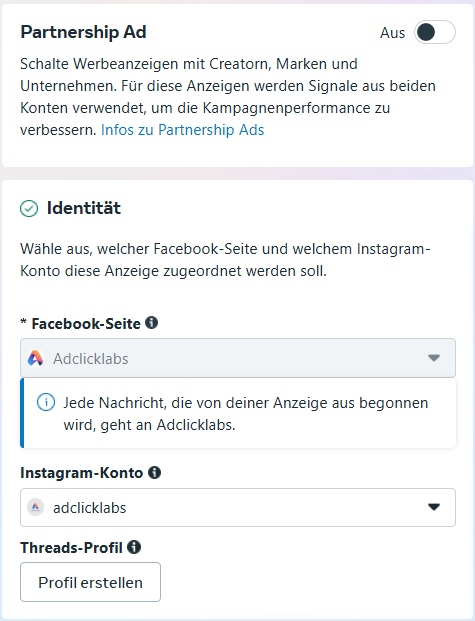 Einstellungen für die Anzeigengruppe