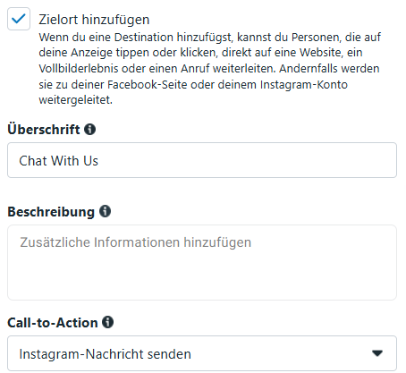 Einstellungen für die Anzeigengruppe